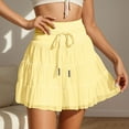 thumbnail image 2 of MIXUE Skirts For Women Summer Mesh Solid Color Ruffled Elastic Waist Drawstring Mini Tennis Skirt Holiday-Wear,Yellow,S, 2 of 8