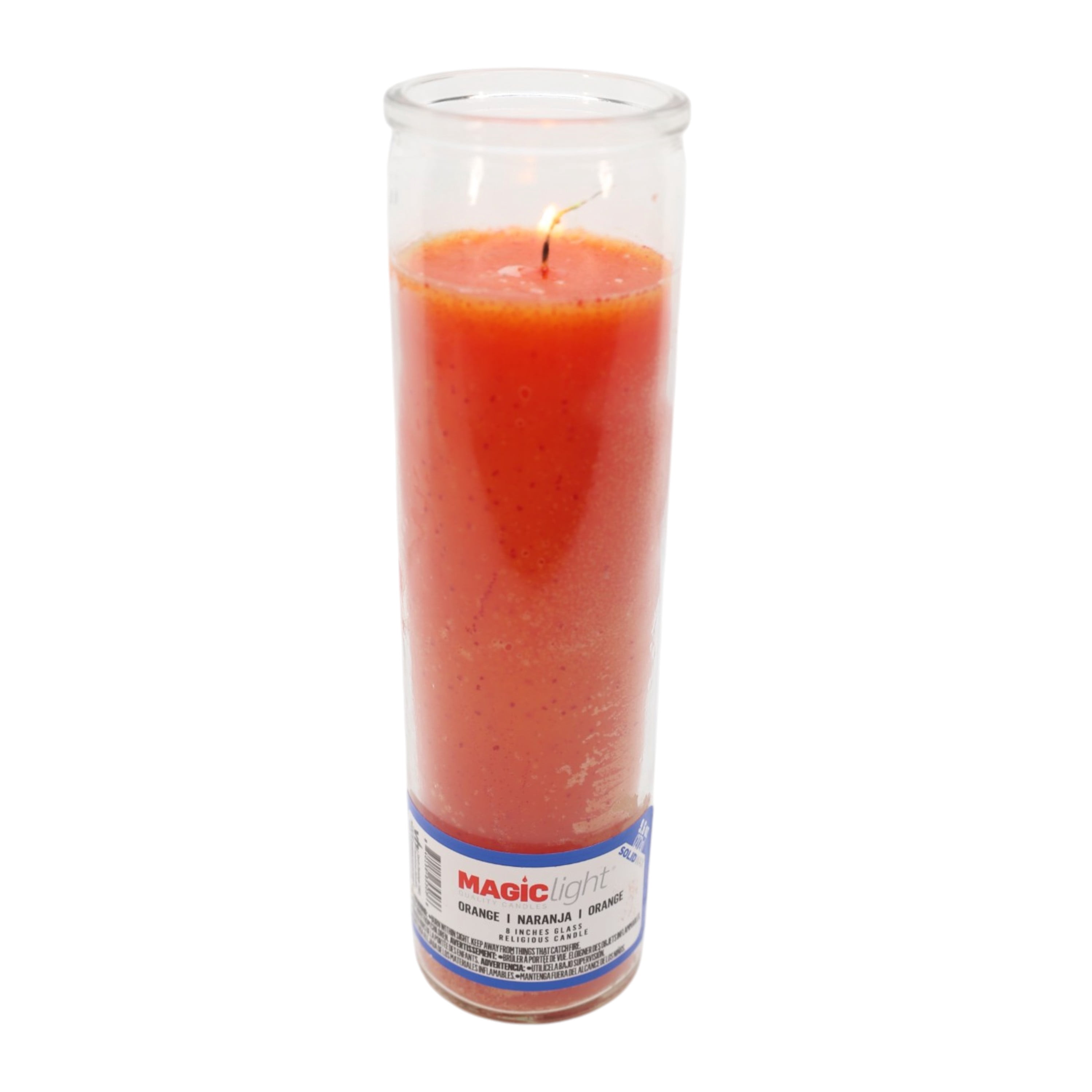 (4 pack) MagicLight Religious Candles 9.6 oz - Clear Glass Jar, Unscented Orange Wax