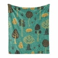thumbnail image 1 of Botanical Soft Flannel Fleece Throw Blanket, Doodle Style Trees and Leaves Forest Elements Drawn by Hand, Cozy Plush for Indoor and Outdoor Use, 50" x 60", Cadet Blue Sand Brown, by Ambesonne, 1 of 5