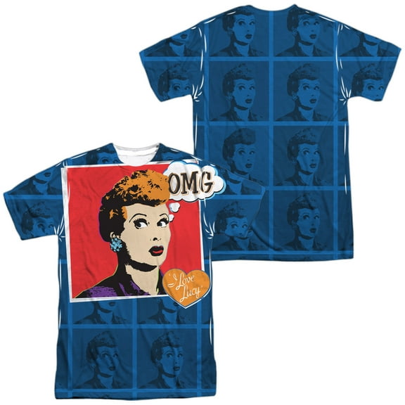 I Love Lucy OMG Unisex Adult Sublimated Costume T Shirt (Front/Back), Small Multicolor