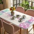 thumbnail image 3 of Happy Easter Table Cloths for 6 Foot Rectangle Tables, Colorful Bunny Love Heart Rabbits Retro Pink Patio Waterproof Elastic Fitted Tablecloths, Washable Rectangular Table Cover for Camping, 3 of 8