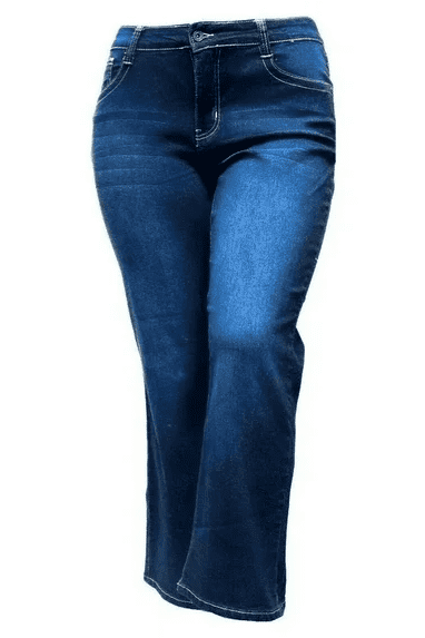 Womens Plus Size Navy Blue Denim Jeans Pants Curvy Stretch Relaxed Fit - image 5