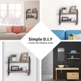 thumbnail image 6 of 2 Tier Industrial Retro Bookshelf Black Wall Ceiling Mounted Open Bookshelf Parts Bracket Iron Pipe Shelf, 6 of 16