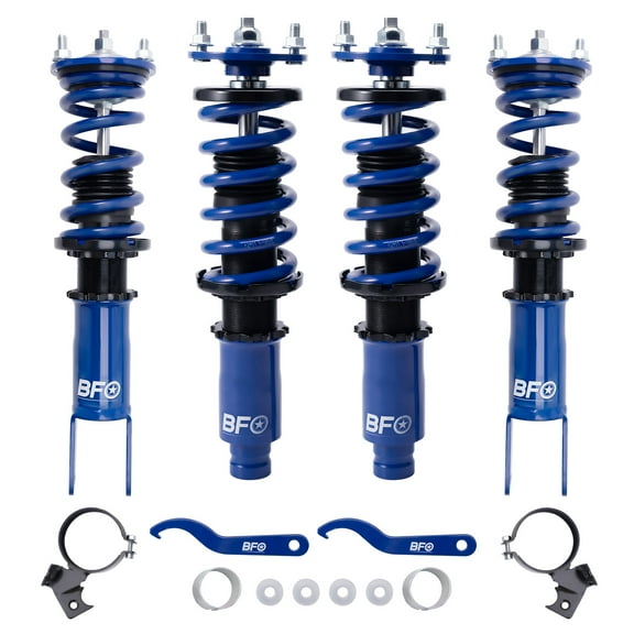 BFO Coilovers for Honda Civic 1988-2000, for Honda CR-X 1988-1991, del Sol 1992-1995, for Acura Integra 1990-2001, Height Adjustable Full Coilovers Suspension Kit, Preset Damping Lowering Kit Blue