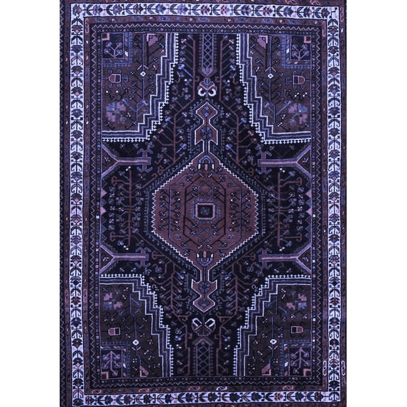 Ahgly Company Machine Washable Indoor Rectangle Persian Blue Traditional Area Rugs, 7' x 9'
