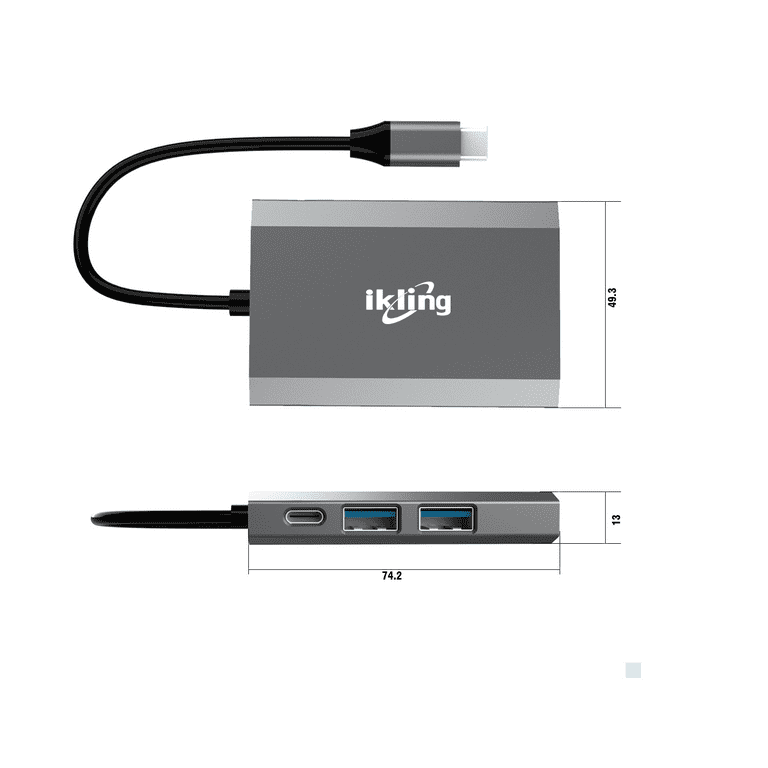 Adaptateur Multiport USB C Hub, Station D'accueil USB C 5 En 1 Avec HDMI 4K, Ethernet RJ45, USB3.0, PD 100 W, Compatible Avec MacBook Pro/Air, Surface