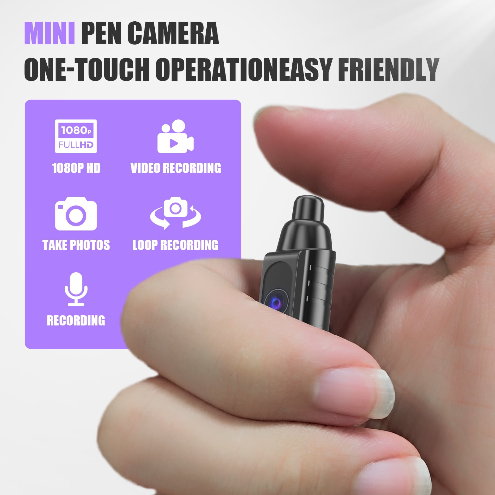 1080P HD Mini Portable Camera with 64GB Storage, USB Rechargeable Pocket Video Recorder for Home, Office and Personal Monitoring