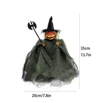Plastic Pumpkin Face Pendant - Halloween Scary Decoration Long-Lasting Outdoor Indoor Hanging Decor Reusable Holiday Prop(Green)