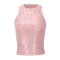 thumbnail image 6 of Lixiuxyad Camisoles For Women Fashion Sequin Camisole Summer Sleeveless Tank Top With Glitter Rhinestone Spaghetti Strap For Casual Party Wear,Pink, 6 of 7