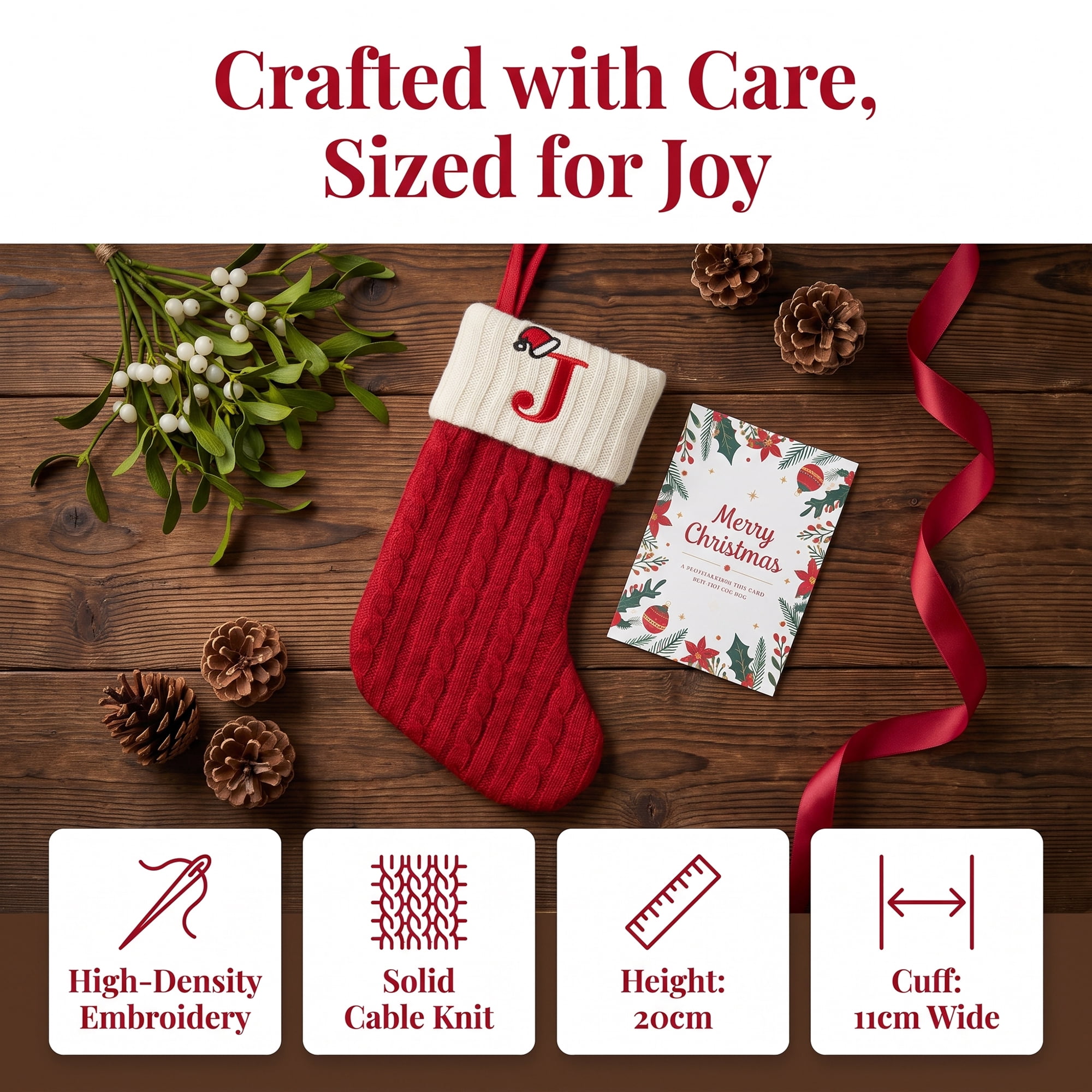 Unique Bargains Cartoon Christmas Stocking Luxury Grand Hearth Accent Sock Letter J 8"