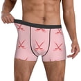 thumbnail image 3 of Men's Boxer Briefs, red hockey sticks pink Soft Comfy Mens Underwear Boxer Briefs Breathable With Widen Waist, 3 of 7