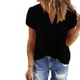 thumbnail image 2 of BLVB Women's Business Casual Tops Dressy Work Office Blouses Summer Outfit Fashion Petal Short Sleeve V Neck Tshirt, 2 of 7