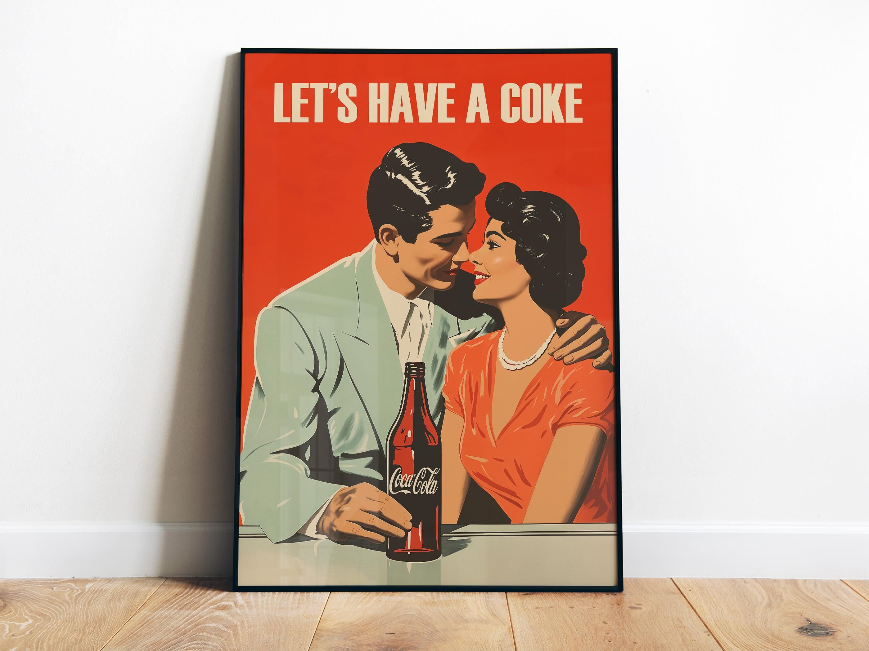 Vintage 50's Style Ice Cold Cherry Cream Soda Ad; One 11x14 Framed