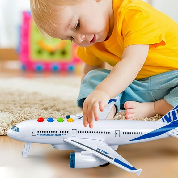 Press and Go Airplane Toys with Sounds and Lights for Toddlers 1-3,STEM Learning Toys 4 Modes of Sound Playback,Christmas Birthday Gifts for 1-2 Years Old Boys