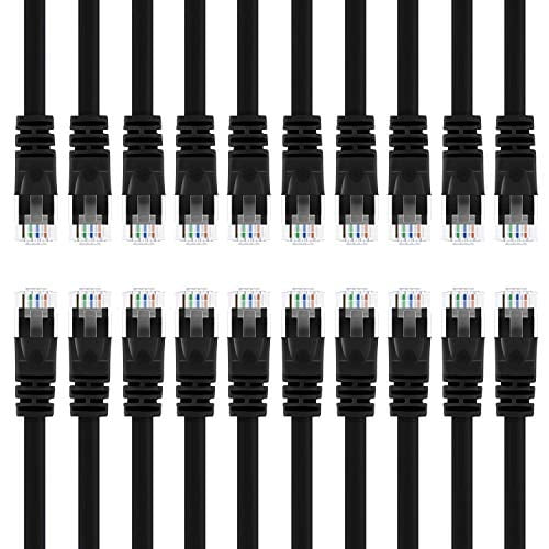 GEARIT 24-Pack, Cat5e Ethernet Patch Cable 6 Feet - Snagless RJ45 Computer LAN Network Cord, Black