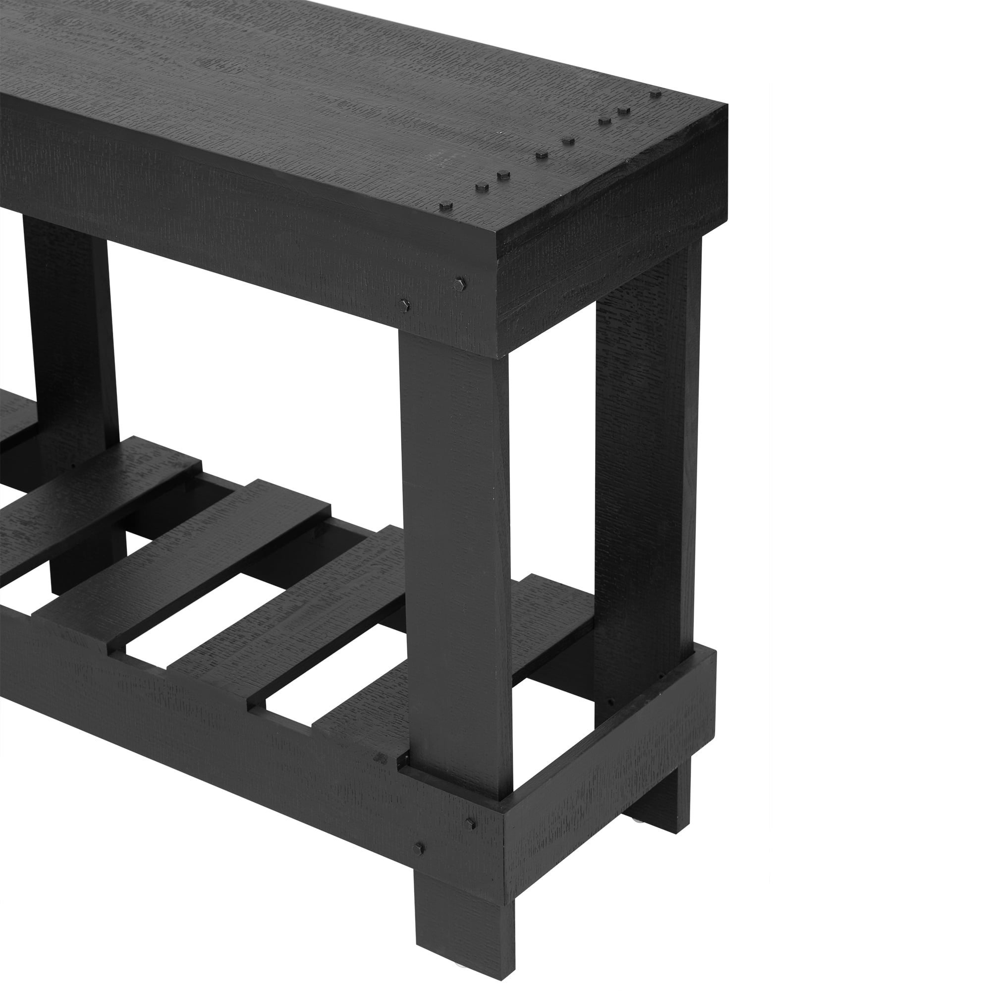 Euroco 63" Long Console Table, Wood Entryway Table with Plank Under-Shelf and 6 Reinforced Legs, Sofa Table for Hallway Living Room,Black