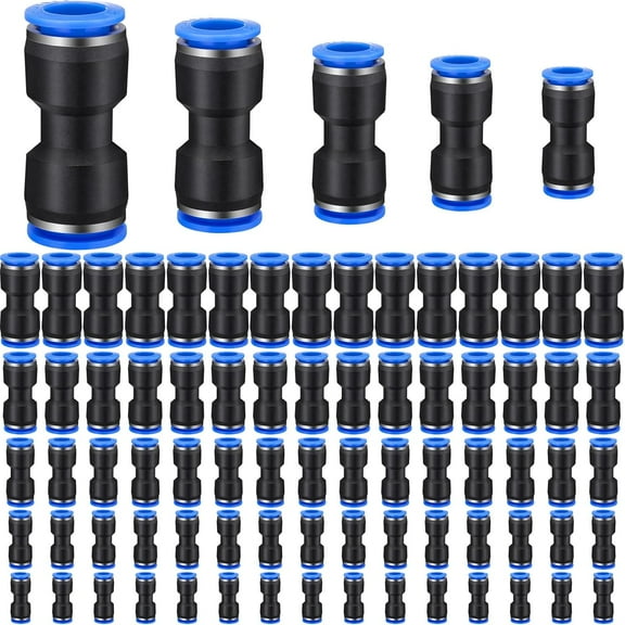 100 Pieces Air Hose Fittings Air Line Fittings Straight Push to link 4 6 8 10 12 mm Quick Release Pneumatic Connectors Plastic Straight Tube Connector Push to Connect Fittings for Tube