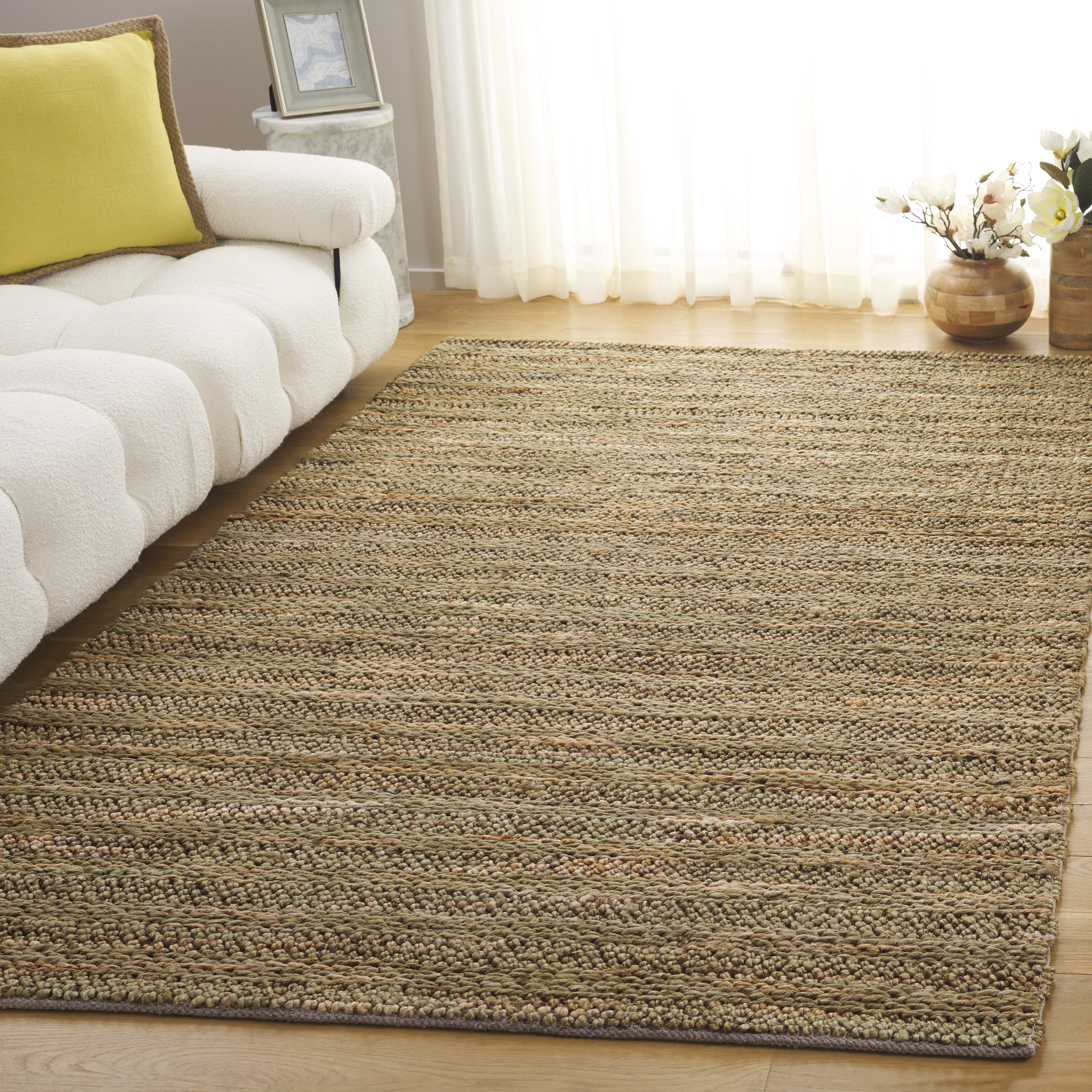 SAFAVIEH Natural Fiber Couture Hattie Striped Area Rug, Green/Natural, 5' x 8'
