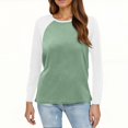 thumbnail image 6 of Hearthz Women Long Sleeve Tee Tops Crewneck Color Block Workout Tops Fitted Basic Tee Plus Size Women Blouses, 6 of 6