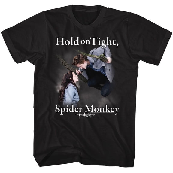 Twilight Hold On Spider Monkey Black Adult T-Shirt