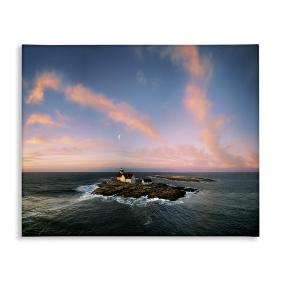 Stupell Industries Coastal Island Moon Overhead Landscape & Nature Photography Wrapped Canvas Art Print Wall Art, 20 x 16