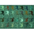 thumbnail image 1 of Ahgly Company Indoor Rectangle Abstract Turquoise Blue Modern Area Rugs, 2' x 4', 1 of 4