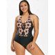 thumbnail image 2 of Más el tamaño de la impresión floral cabestro sin respaldo de una sola pieza del traje de baño Rosegal Camisetas tallas grandes, 2 of 5