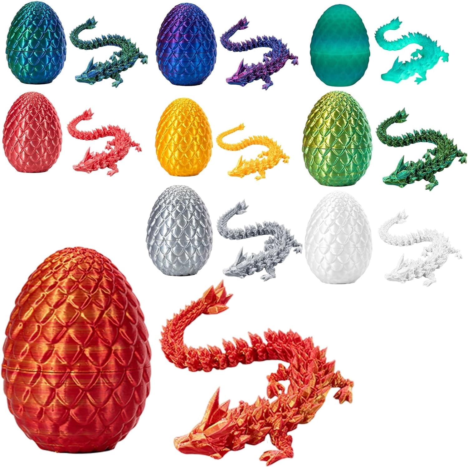4 œufs De Dragon Avec Miniatures 3D – Dragons Articulés En Cristal, Imprimés En 3D PLA, Jouets Cadeaux Colorés - 8