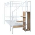 thumbnail image 3 of Euroco Metal Twin over Twin Bunk Bed for Kids Teens Adults, Space-Saving with Staircase and Wardrobe, White, 3 of 11
