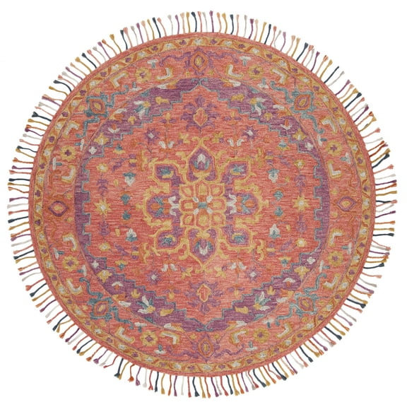 SAFAVIEH Aspen Deemer Southwestern Wool Area Rug, Pink/Violet, 7' x 7' Round