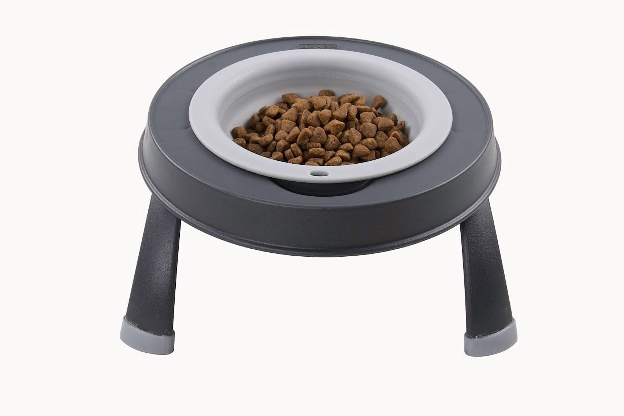 Dexas Pets Single Elevated Feeder Pet Bowl, 1.5 Cup Capacity, Small, Light Gray,