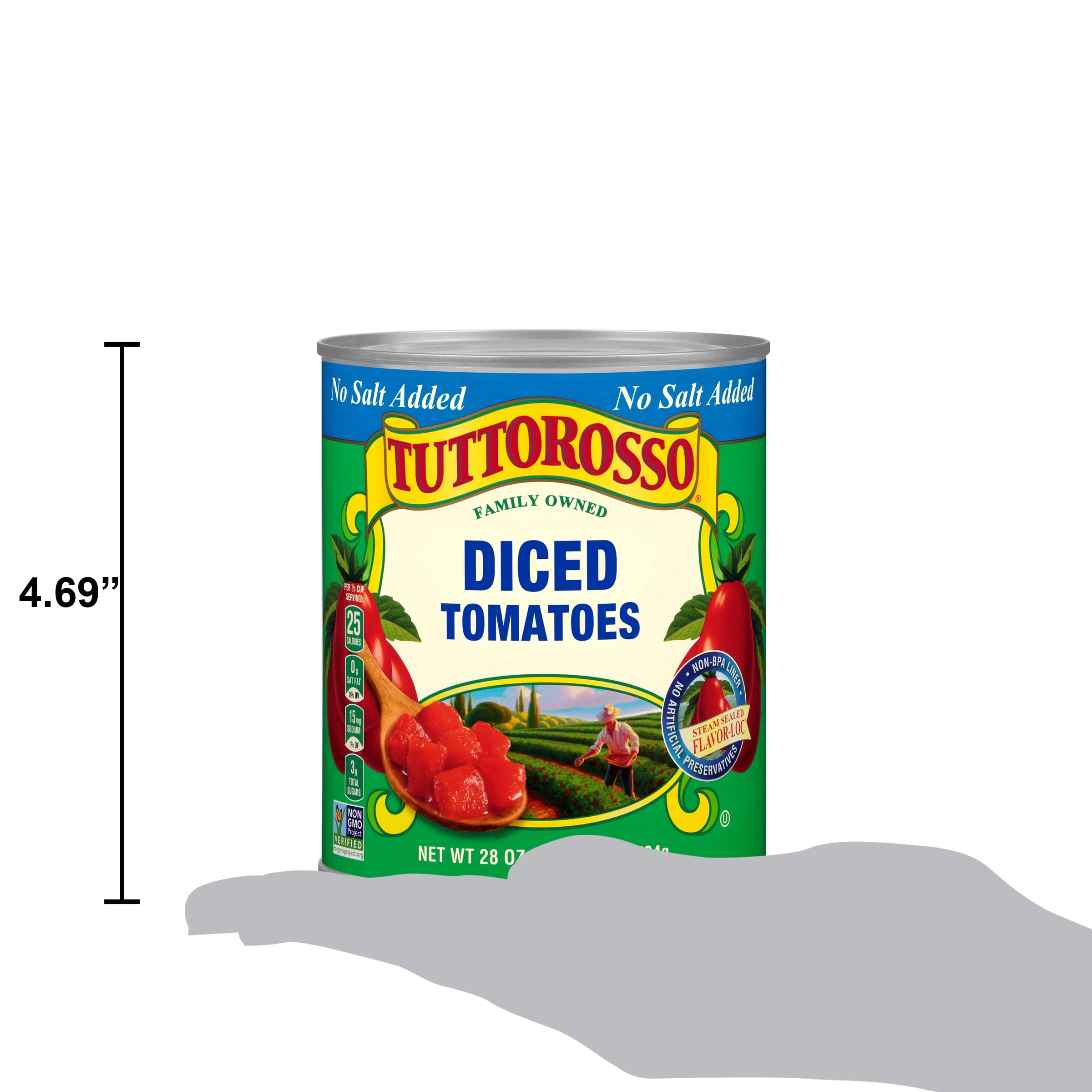 (2 pack) Tuttorosso No Salt Added Diced Tomatoes, 28 oz Can