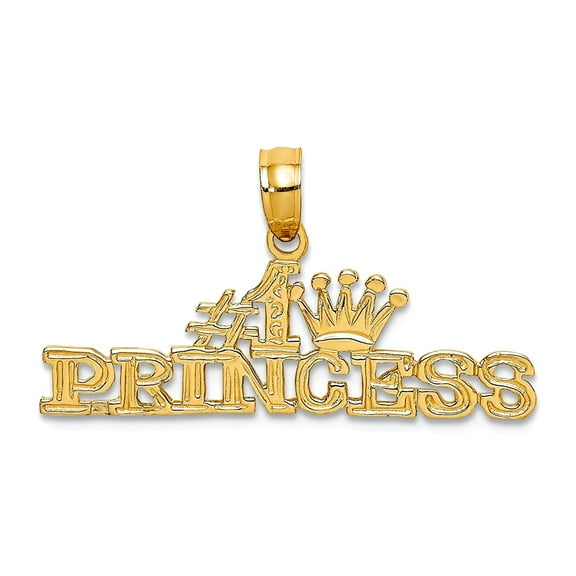 14k Yellow Gold Polished Number 1 Princess Pendant Necklace 8.7x27mm Wide 0.6mm Thick Pendant for Women