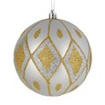 thumbnail image 1 of Vickerman N188007D 4 in. Silver Matte Ball Ornament with Glitter Diamond Pattern  4 per Pack, 1 of 1