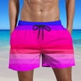 thumbnail image 2 of HAPIMO Mens Trends Swim Trunks Elastic Waist Lace-up Bathing Suits Holiday Beach Pants Summer Swimwear Gradient Color Print Trousers Board Shorts Savings Hot Pink XXL, 2 of 5