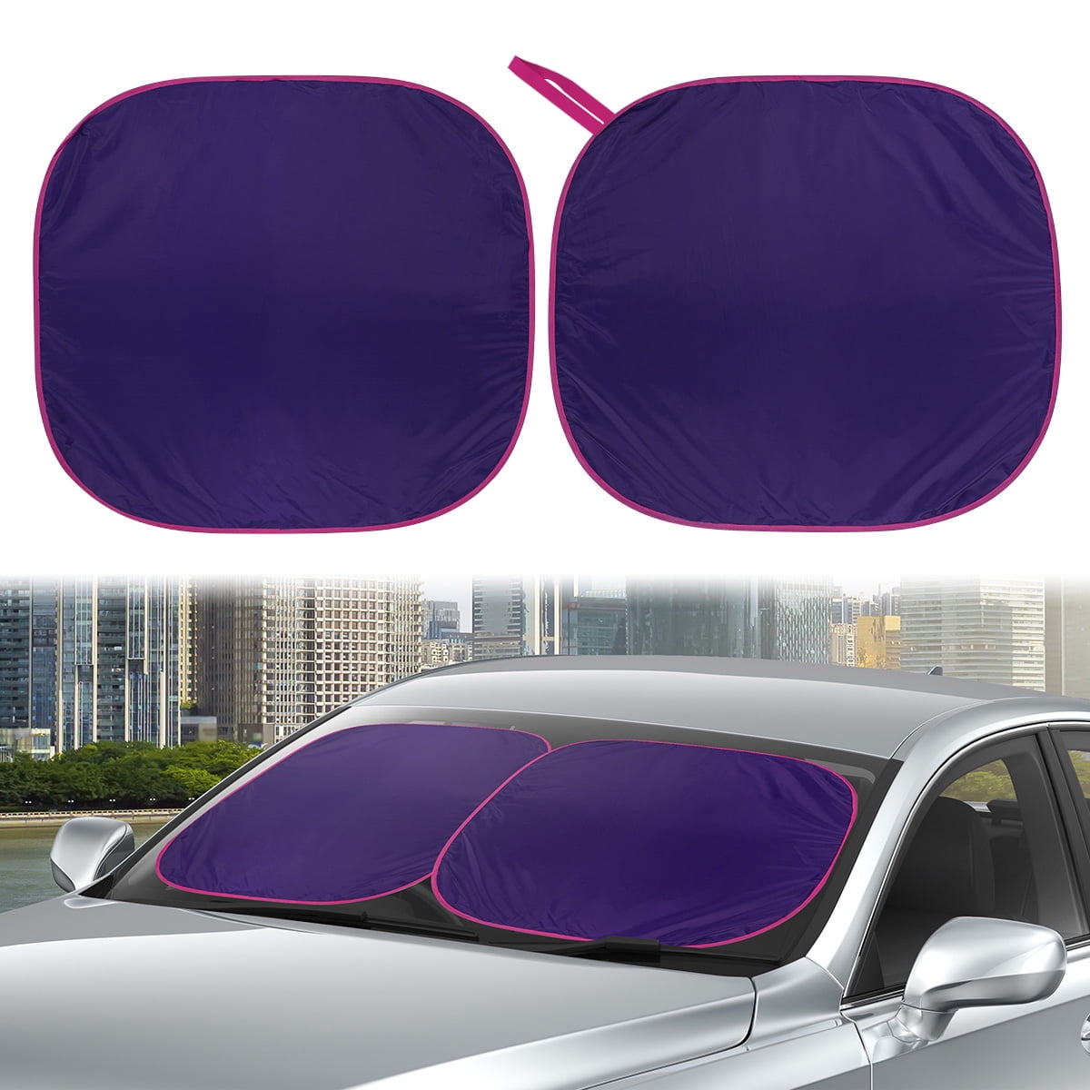 Auto Drive 2 Count Twist Purple Color Car Windshield Sun