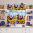 thumbnail image 2 of Independence Day Kitchen Curtains Valances 3 Piece Set, U.S. Flag Themed Farm Rooster Sunflower Farmhouse Rod Pocket Tier Curtain and Valance Drapes for Small Window 36 Inch Length for Bedroom Cafe, 2 of 9