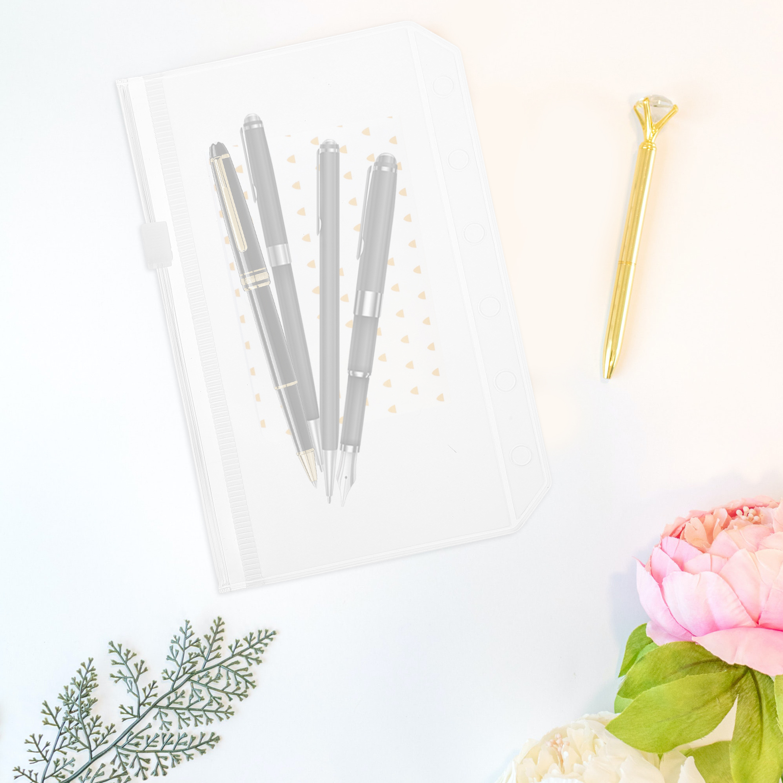 5 Pack Folder Storage Bag Boxes Binders Clear Zipper Insert Zippers A5
