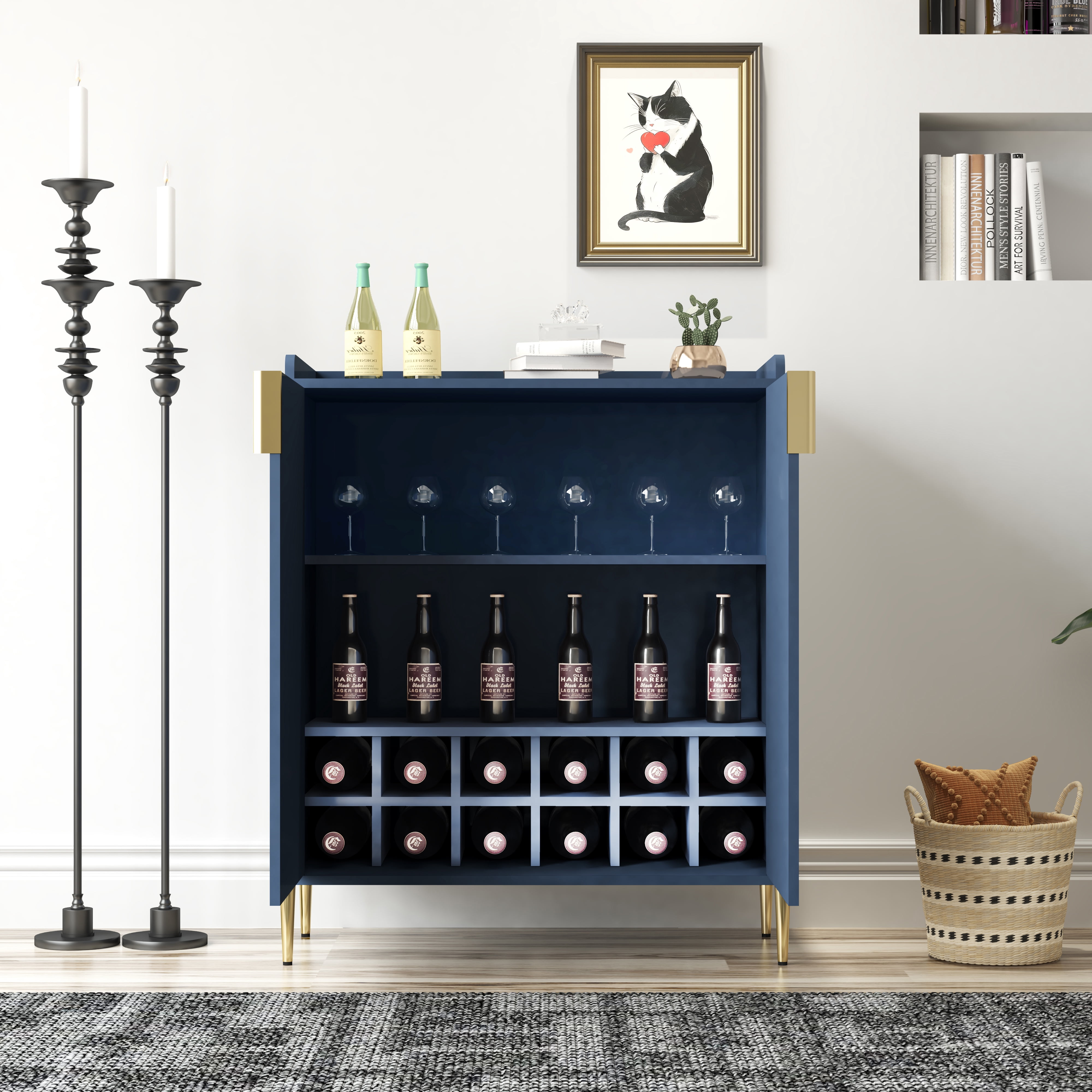 Sailvan Home Wine Bar Cabinet with Wine Rack & Adjustable Shelf