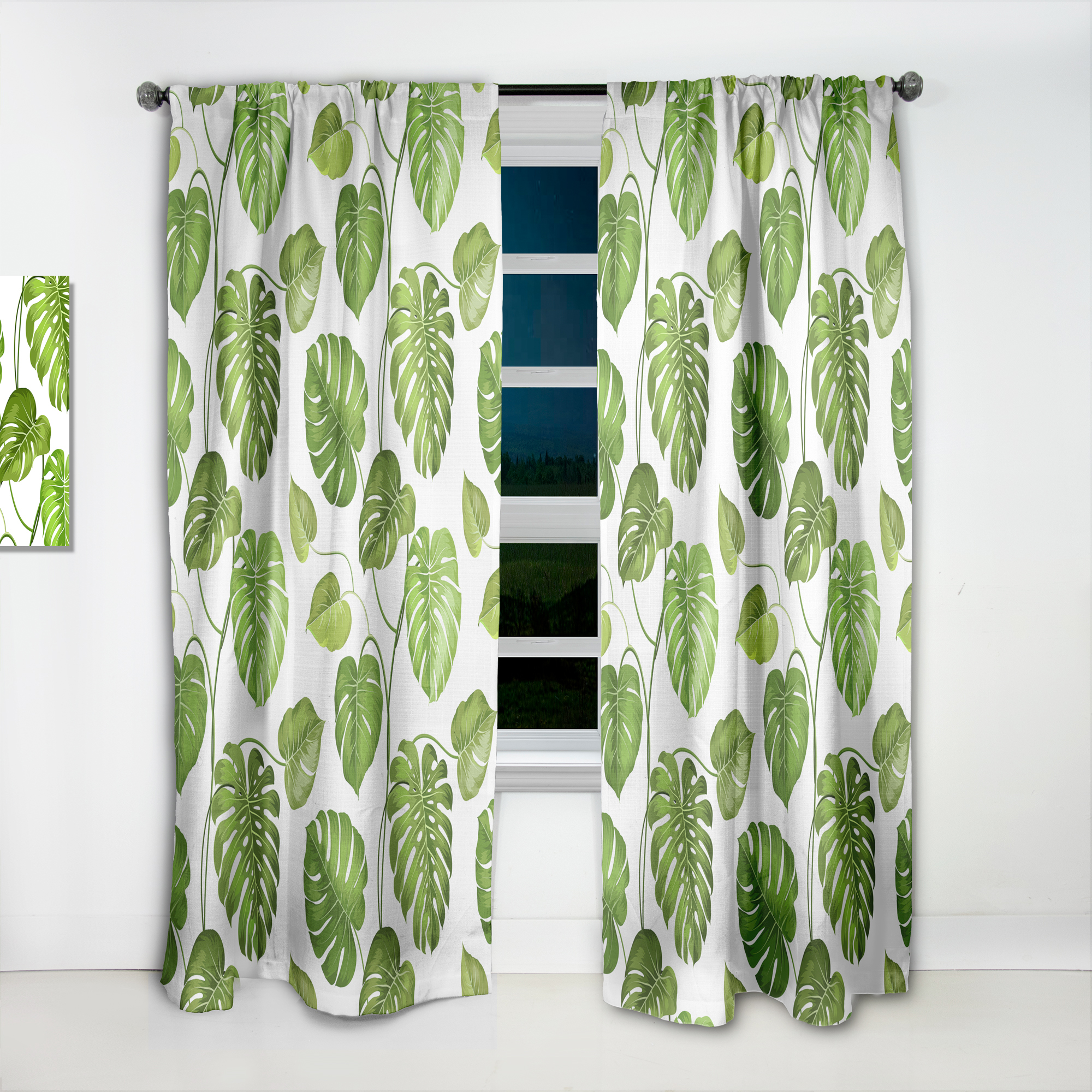 Designart 'Palm Tropical Leaves II' Mid-Century Modern Curtain Panel