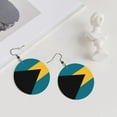 thumbnail image 5 of Round Leather Earrings For Women Flag Of The Bahamas Drop Earrings Lightweight Dangle Earrings, 5 of 6