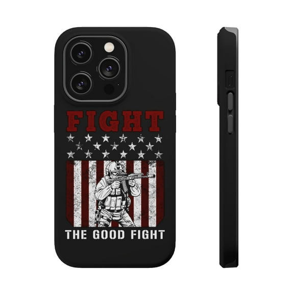 DistinctInk Tough Case for Apple iPhone 15 PRO (6.1" Screen), Compatible with MagSafe Charging - Fight Good Fight