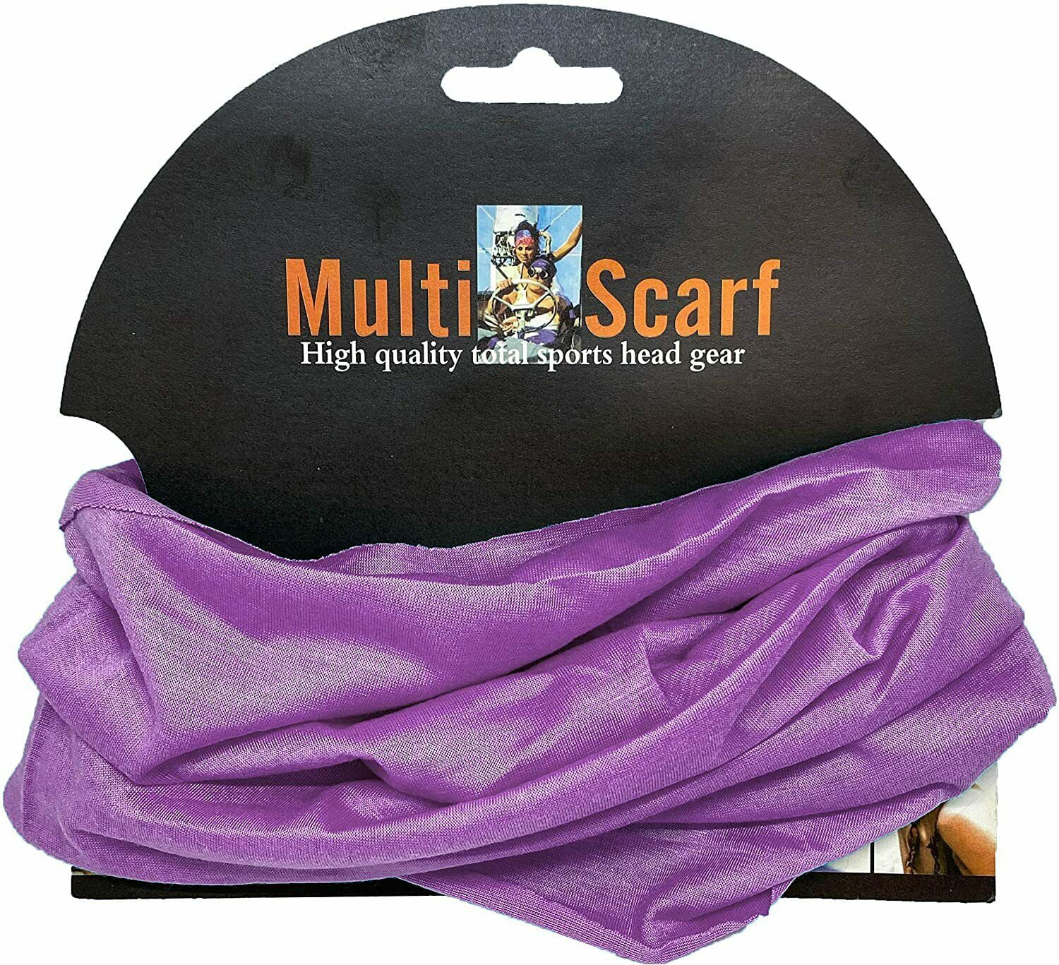 Hair Scarf Wrap Headband Multifunctional Purple Rose & Black Solid 