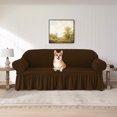thumbnail image 3 of DyFun Couch Cover Stretch Sofa slipcover, Skirt Couch Protector for Kids, Pets (Chocolate, Sofa), 3 of 6