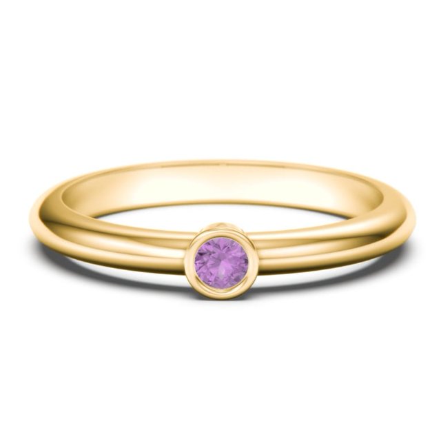 Classic Bezel Set Birthstone Ring - Amethyst (February)