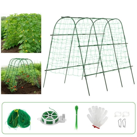 BEAMNOVA Garden Arch Trellis for Climbing Plants, 48"x63" Plants Support Trellis with Netting Kits for Outdoor Vegetable Fruits Flowers, Vine, Grape, Cucumber Climbing