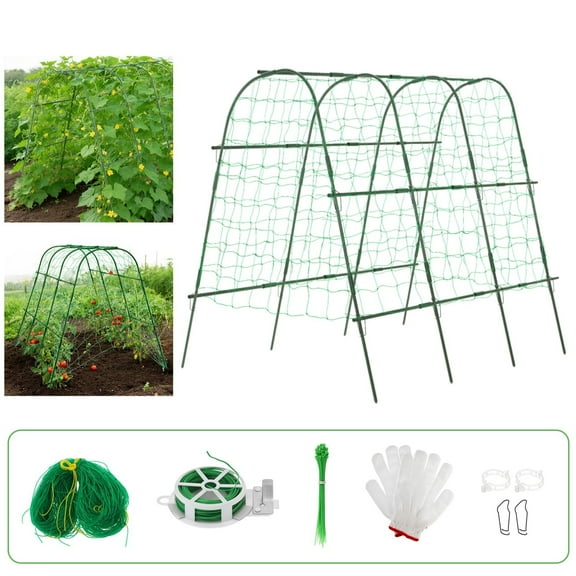BEAMNOVA Garden Arch Trellis for Climbing Plants, 48"x63" Plants Support Trellis with Netting Kits for Outdoor Vegetable Fruits Flowers, Vine, Grape, Cucumber Climbing