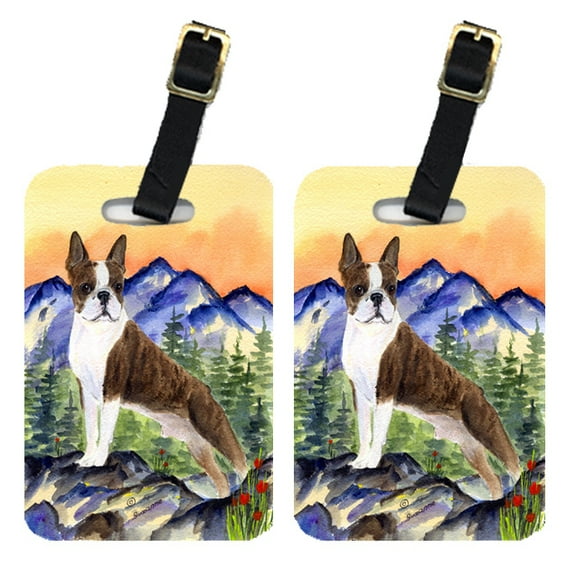 Pair of 2 Boston Terrier Luggage Tags