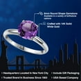 thumbnail image 2 of Gem Stone King 14K White Gold Purple Amethyst Solitaire Engagement Ring for Women | 1.70 Cttw | Round 8MM | Gemstone February Birthstone | Size 7, 2 of 6