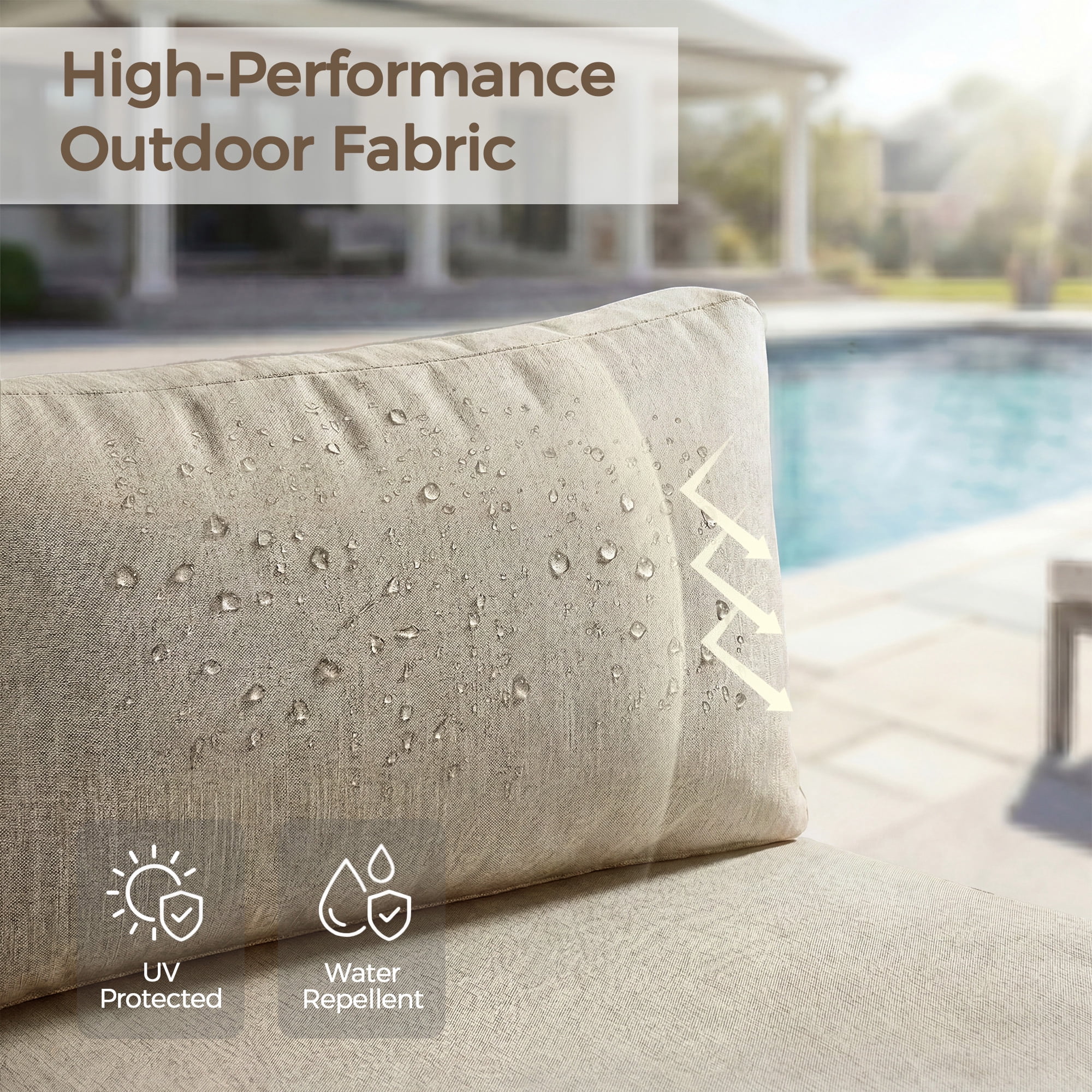 RADIATA Patio Aluminum Furniture Set with Oversized 29" Seats&Coffee Table, 8 Pieces Large Outdoor Modern Sectional Conversation Sofa Set with 4" Cushions for Backyard, Poolside, White&Beige